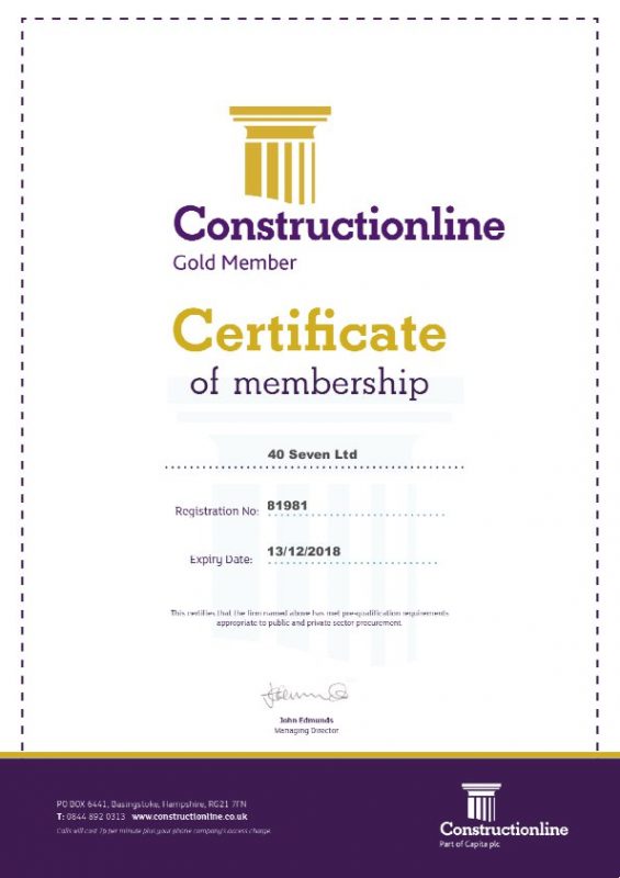 40SEVEN achieves Constructionline GOLD accreditation