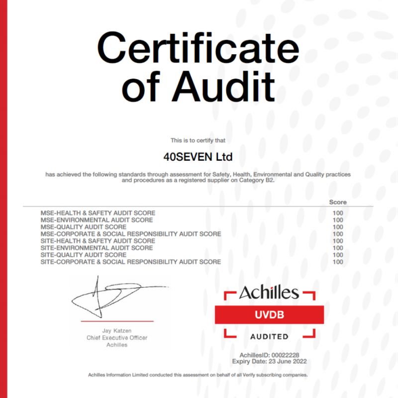 Achilles UVDB – 40SEVEN Scores 100%